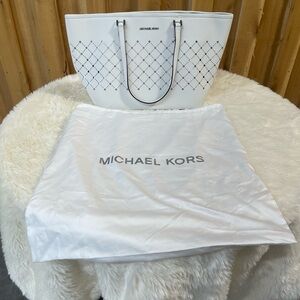 Michael Kors Violet In Optic White Large Carryall Tote Leather 35S7SVIT3L NWT